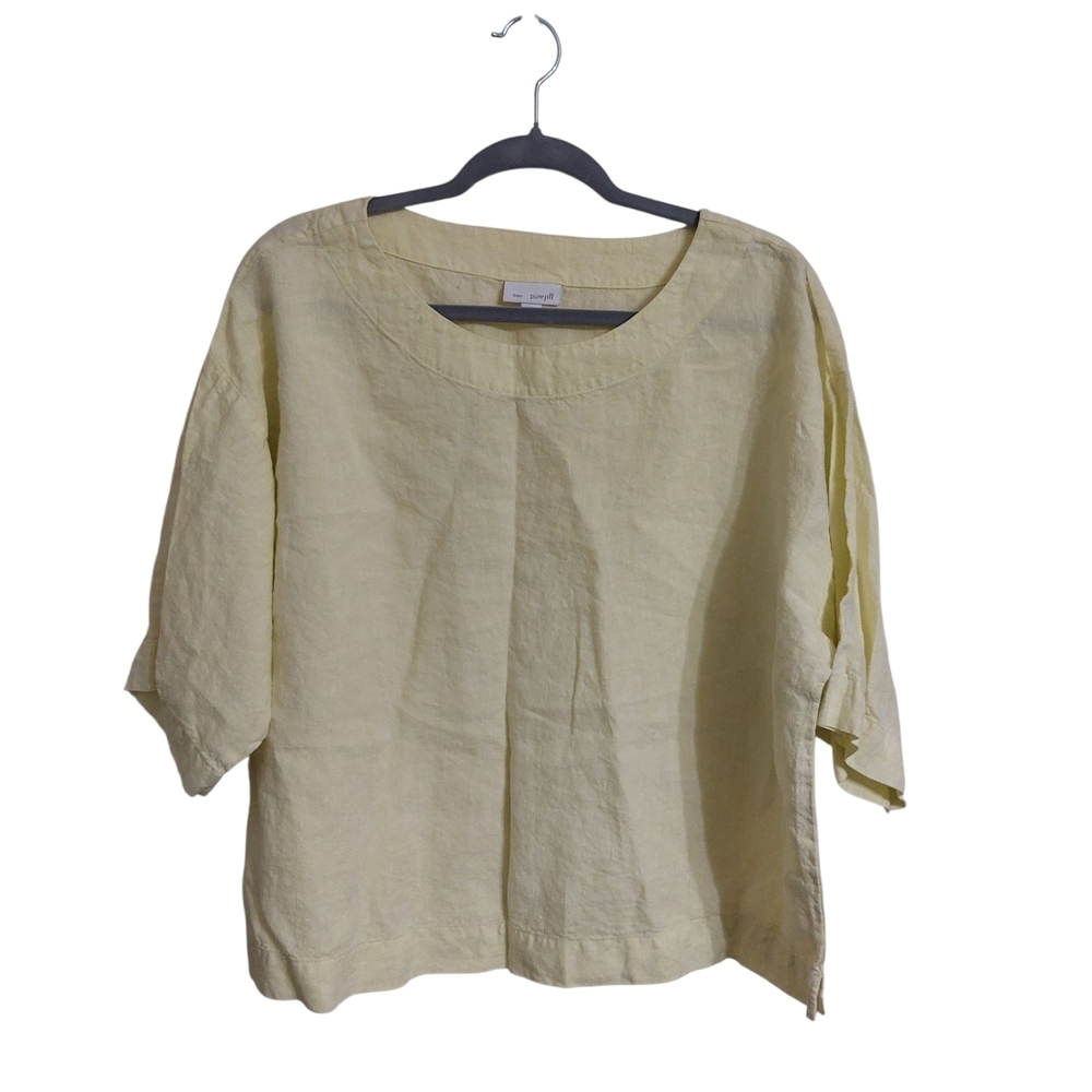 Purejill Elegant Cream Linen Blouse